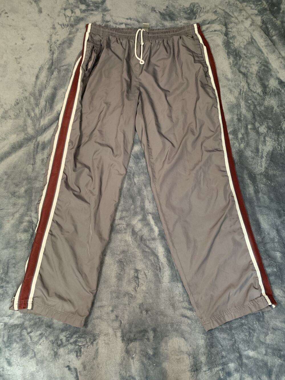 Champion Mesh Lined Mens Size L Large Tracksuit Pants Gray Nylon Wind Bottoms